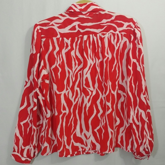 Vintage Red & White 60's Secretary Modest Blouse - Picture 3 of 6